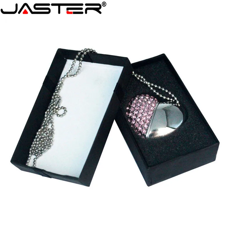 USB флеш-накопитель JASTER с кристаллом сердечком + коробка флешка драгоценным камнем