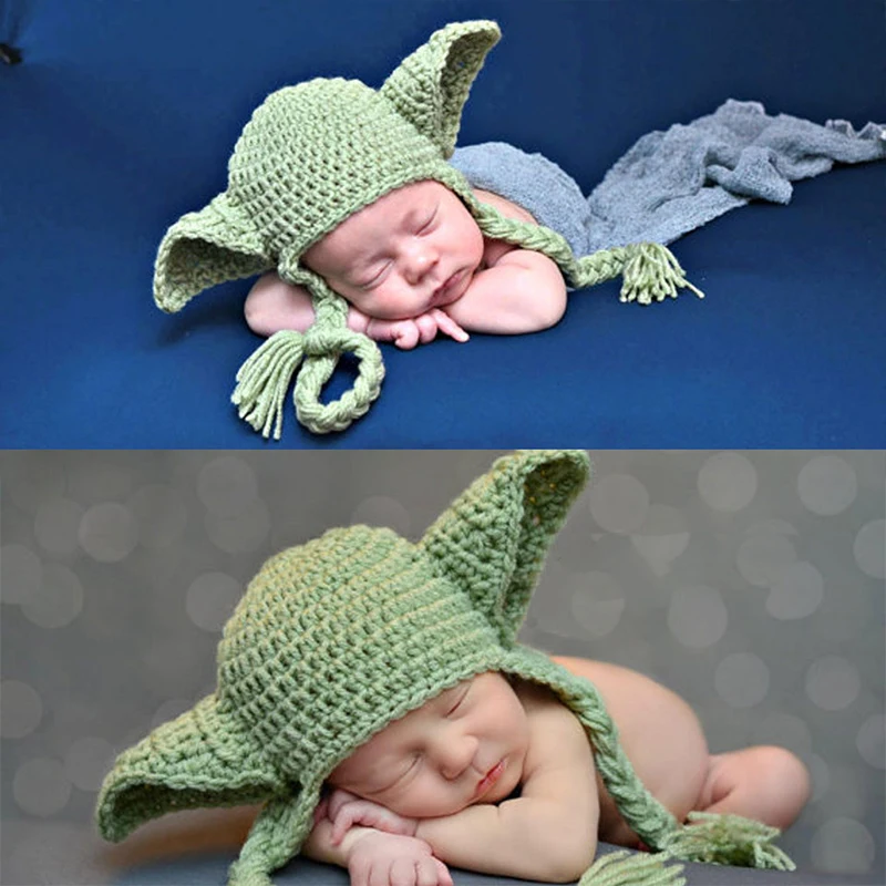 Crochet Baby Yoda Star Wars Hats Ear Knitted Wool Warm Warm Elastic Baby Hat Newborn Photography Props For Girls Boys Winter Hats Caps Aliexpress