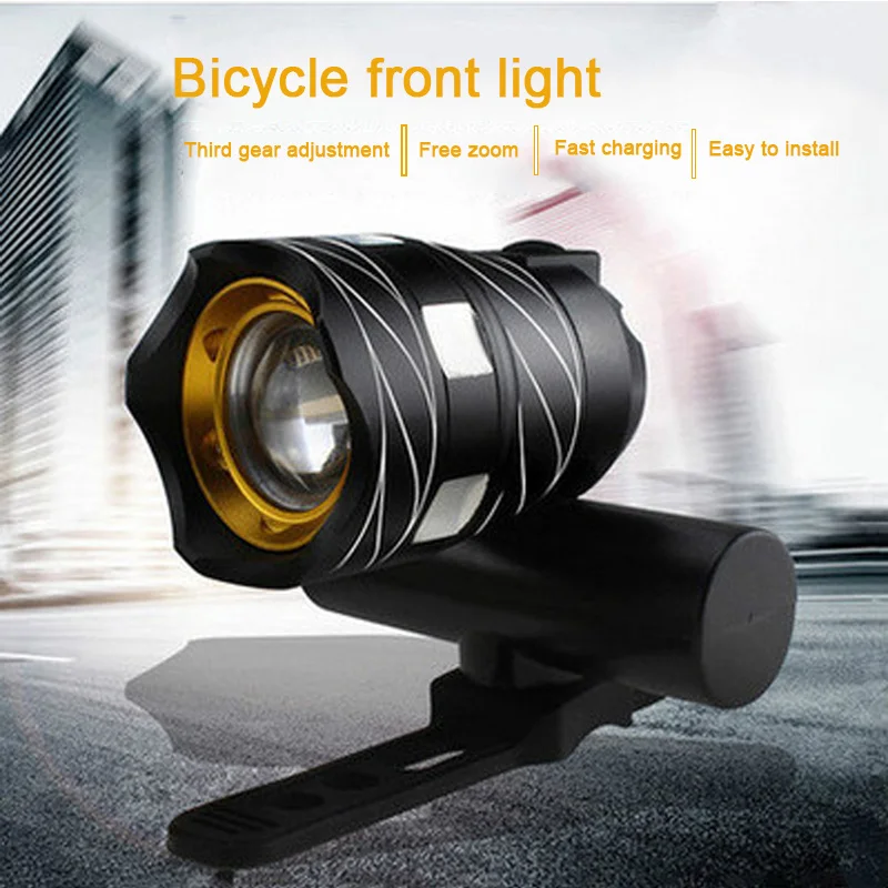 

350 Lumens Free Zoom WaterProof T6 LED Bicycle Light Bicycle Headlight Flashlight Headlights With USB Charging Bicycle Lights
