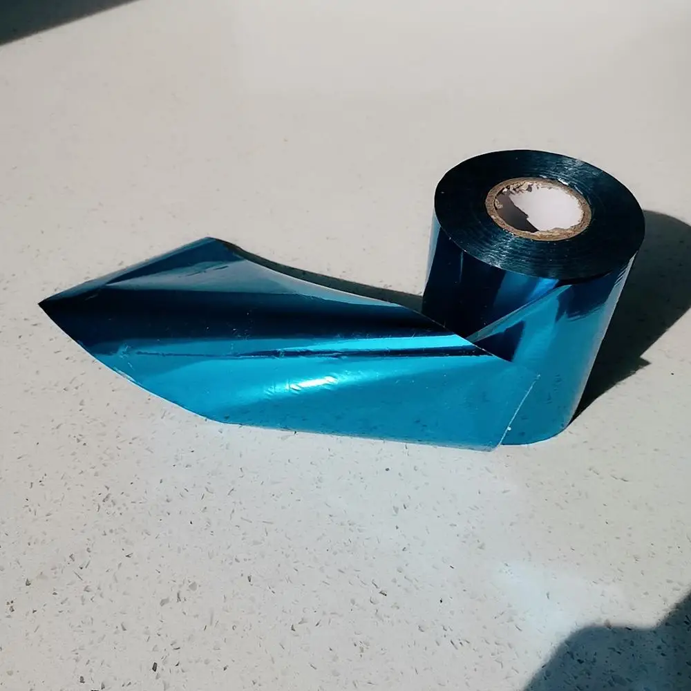 무료 배송 라이트 블루 DIY 핫 스탬핑 호일 종이 또는 플라스틱 8cm x 120m 커팅 커피 컬러 롤