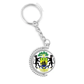 

Gabonese Africa Europe National Emblem Rotatable Key Chain Ring Keyholder