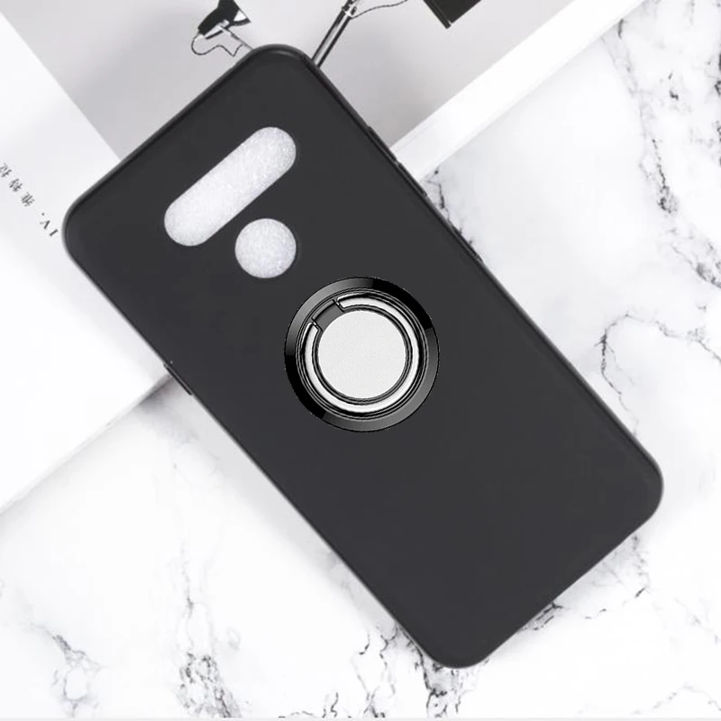 for LG Q60 Back Ring Holder Bracket Phone Case Cover TPU Soft Silicone Cases K12 Prime LMX525BAW LMX525EAW LM-X525 | Мобильные