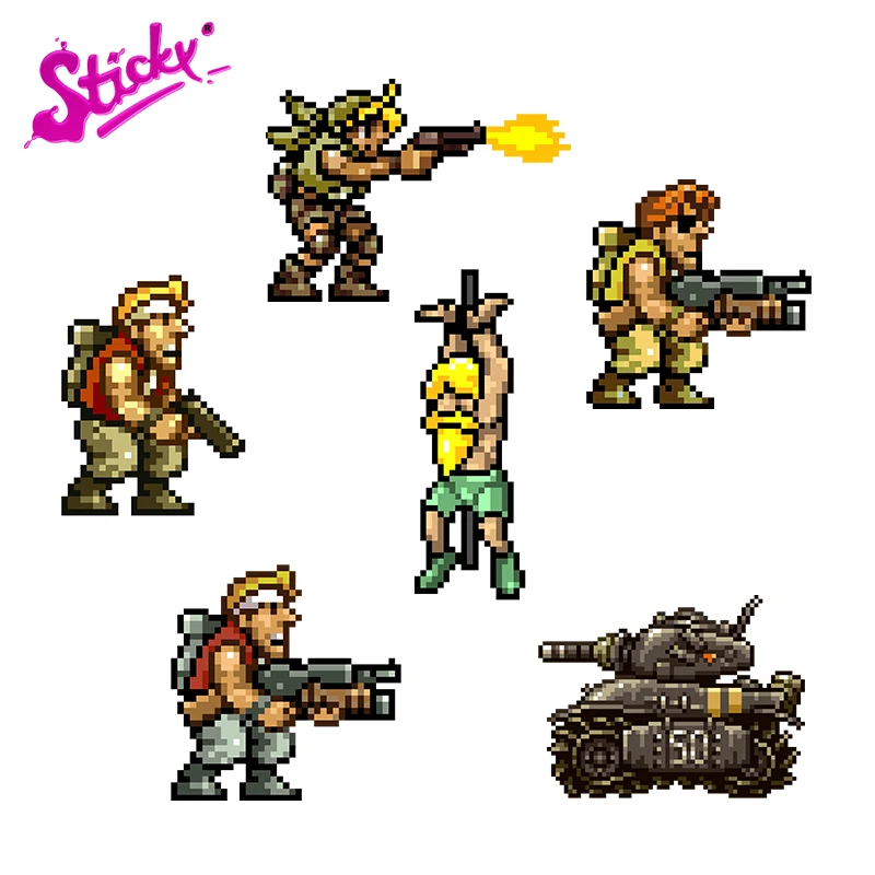 Sticky Metal Slug Arcade Games Style Car Sticker Decalcomania Decor Per X-Box Bicicletta Accessori Moto Laptop Casco Tronco Parete
