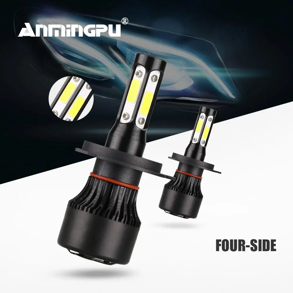 Anmingpu 2x4 стороны H4 светодиодные лампы для передних фар 6500 к 90 Вт 10000LM H7 Led Canbus H8 H9 H11