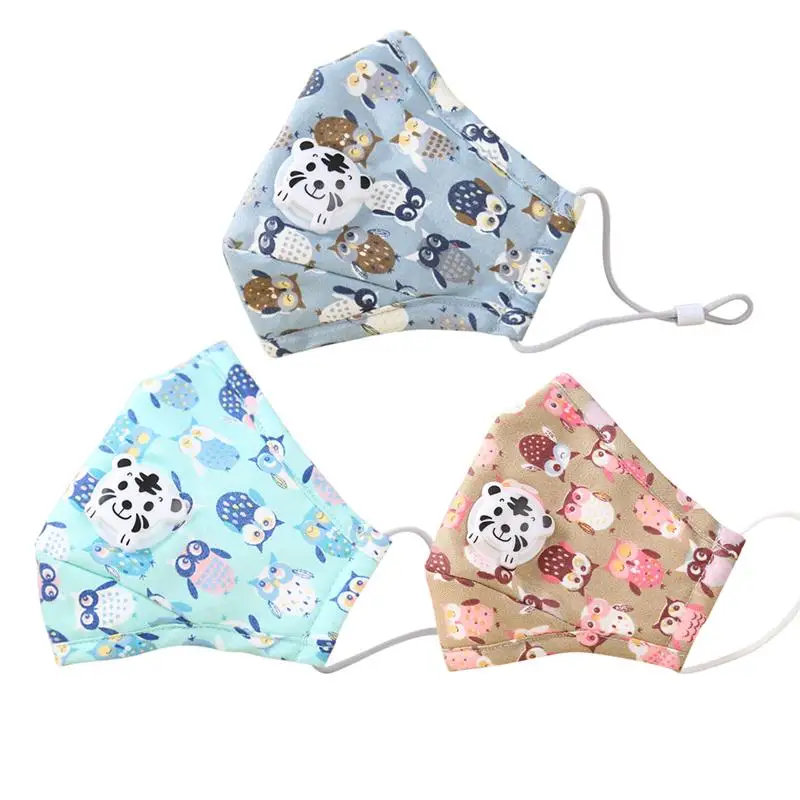 

3pcs Cartoon Gauze Mask Dust And Haze Prevention Protector Cute Gauze Mask With Filters For Kids Childen (Blue+Gray+Beige)