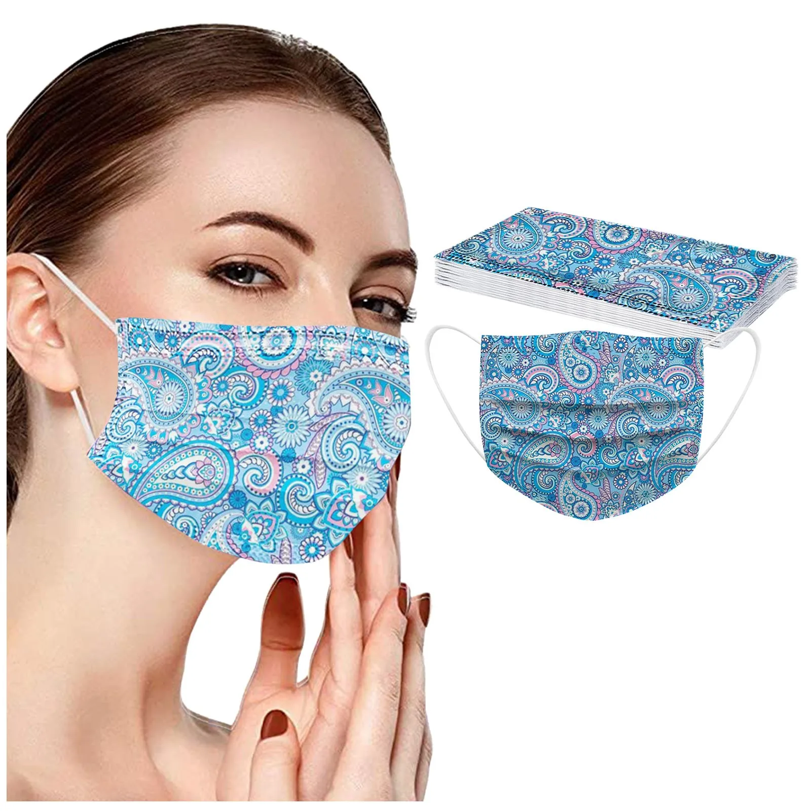 10PCS Disposable Adult's Masks Paisley Printed Mouth Mask With Design Mascarillas Higienicas Homologadas Mascarillas Antivirales