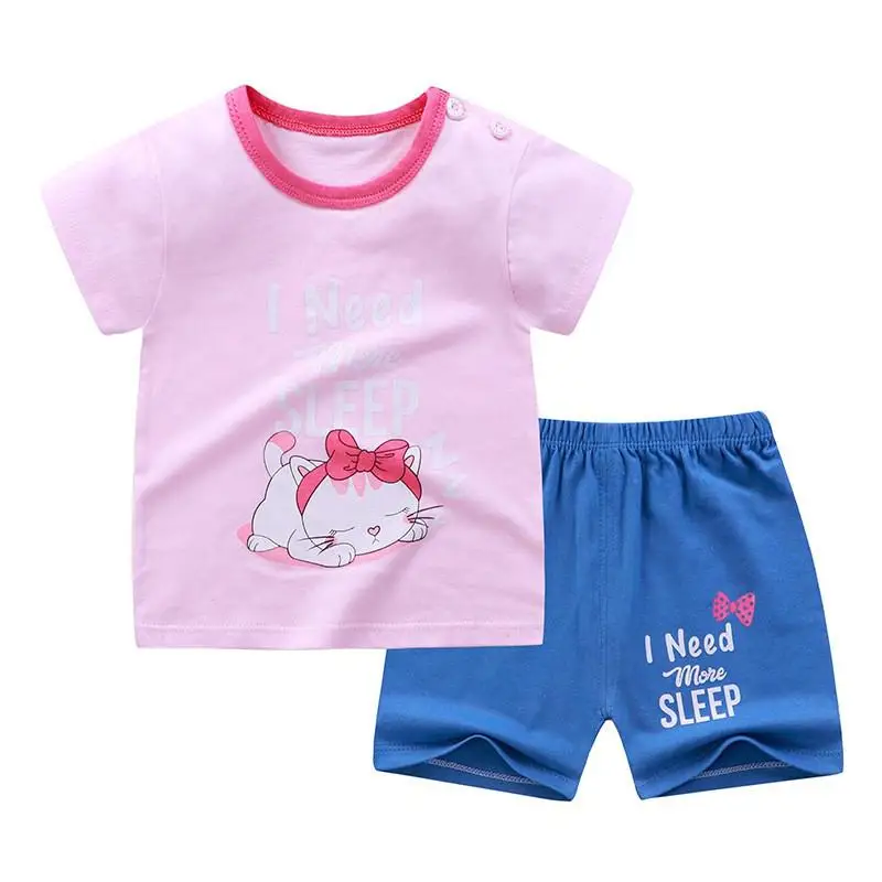 Clothing Set Baby Girl Clothes For Summer Short Sleeve T Shirts + Shorts Suit Cotton Kids Tracksuit Outfit Toddler Girl Pajamas Baby Clothing Set for girl Baby Clothing Set