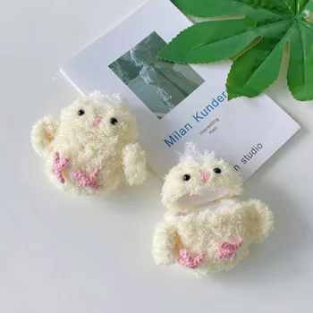 

Beige cute chick case for airpods protective cover cartoon plush apple bluetooth earphone case