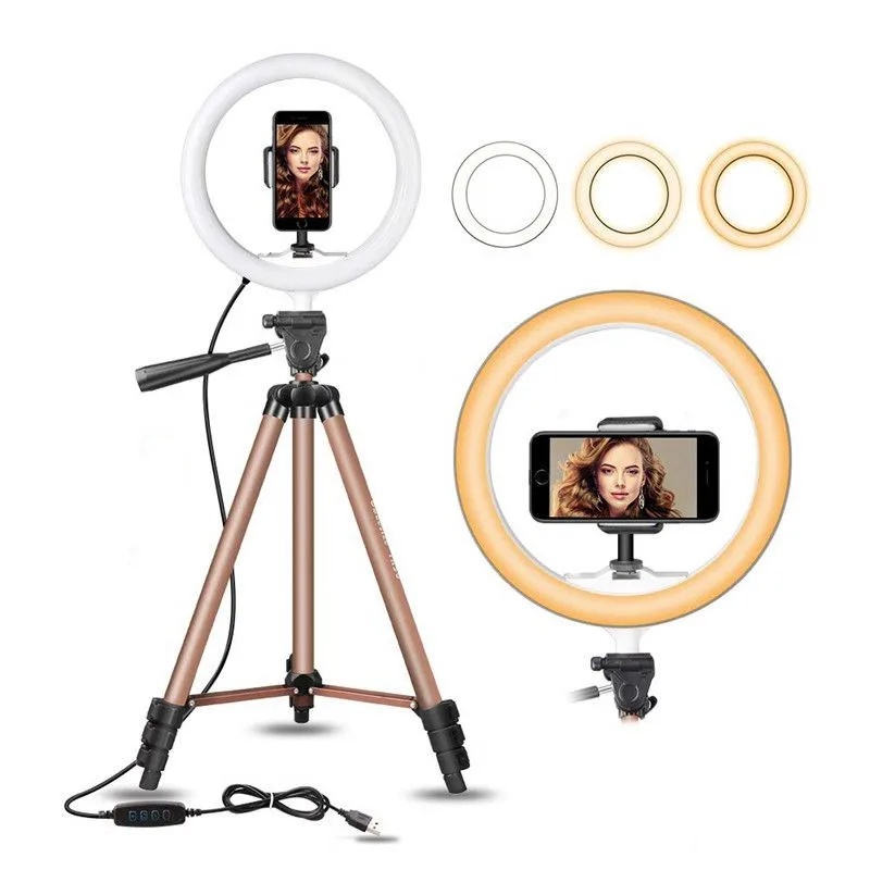 Tanie 32 cm lampa pierścieniowa led regulowany statyw do Youtube makijaż telefon Selfie z stojak trójnóg klips do telefonu dla xiaomi huawei itp telefon