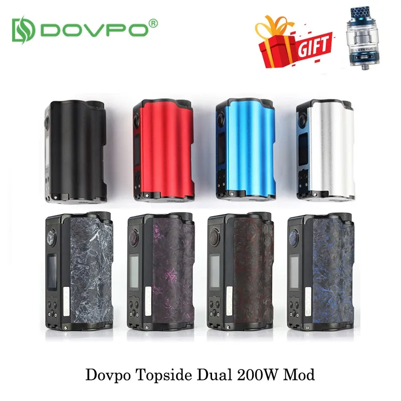 Электронная сигарета DOVPO Topside Dual 200 Вт Vape Mod Top Fill TC Squonk 10 мл Питание от двойной батареи 18650 испаритель VS Drag 2