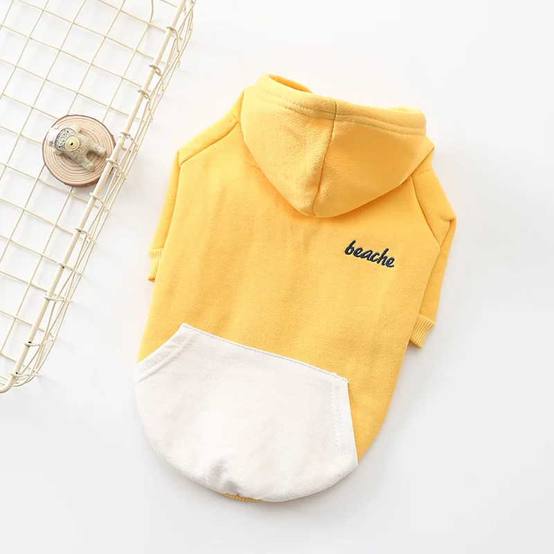 Модные Простые однотонные толстовки для собак - Цвет: Yellow dog clothes