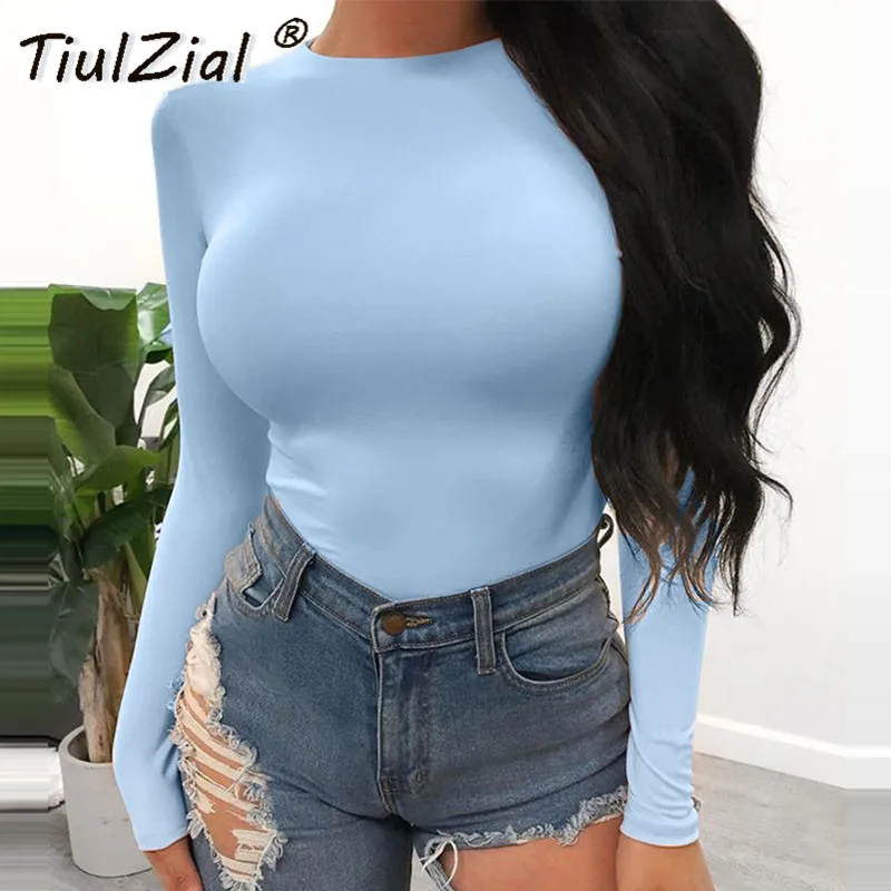 TiulZial Pure Long Sleeve Bodysuit For Woman Autumn Bodycon Bodysuit Women O Neck Fleece Black Body Female Top Romper 2020 TiulZial Pure Long Sleeve Bodysuit For Woman Autumn Bodycon Bodysuit Women O Neck Fleece Black Body Female Top Romper 2020