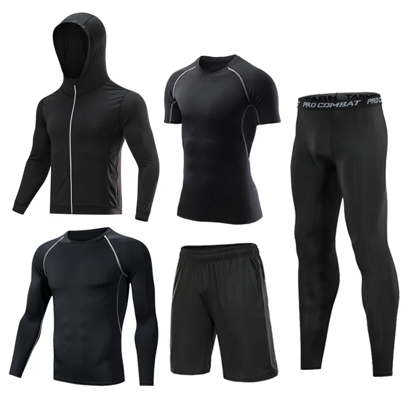 5pcs Men's Gym Workout Sports Suit Fitness Compression Clothes Running Jogging Sport Wear Workout main image 1