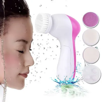 

1set 5 in1 Electric Face Cleaner with brushes personal care acne Facial Massager Skin Beauty tools soft machine