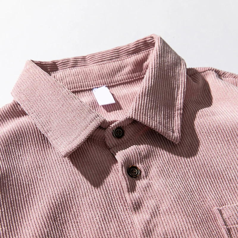 Осенний длинный рукав фланель рубашка мужская повседневная с отложным воротником розовая Японская уличная модная Однотонная рубашка для мужской одежды