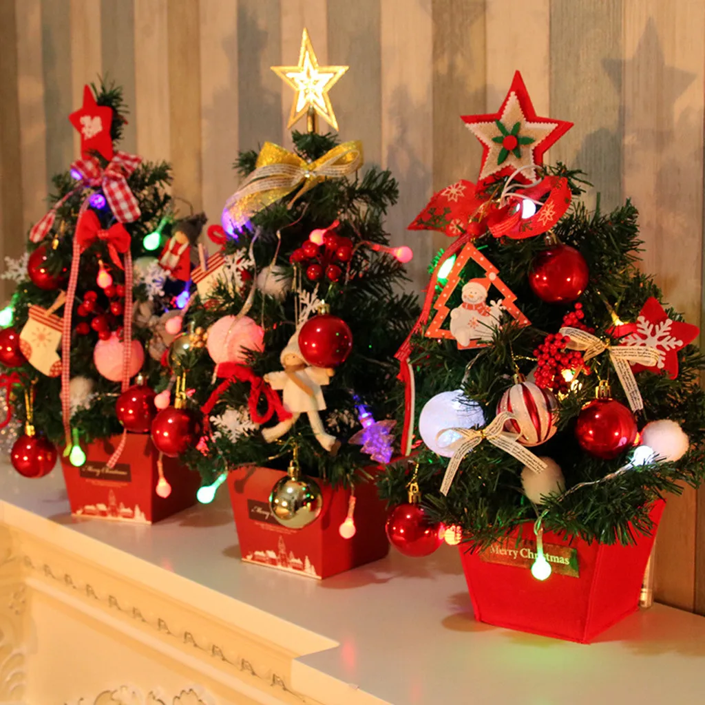 

Christmas Decoration LED Artificial Tabletop Mini Christmas Tree Decorations Festival Miniature Tree Wedding Party Home Decor