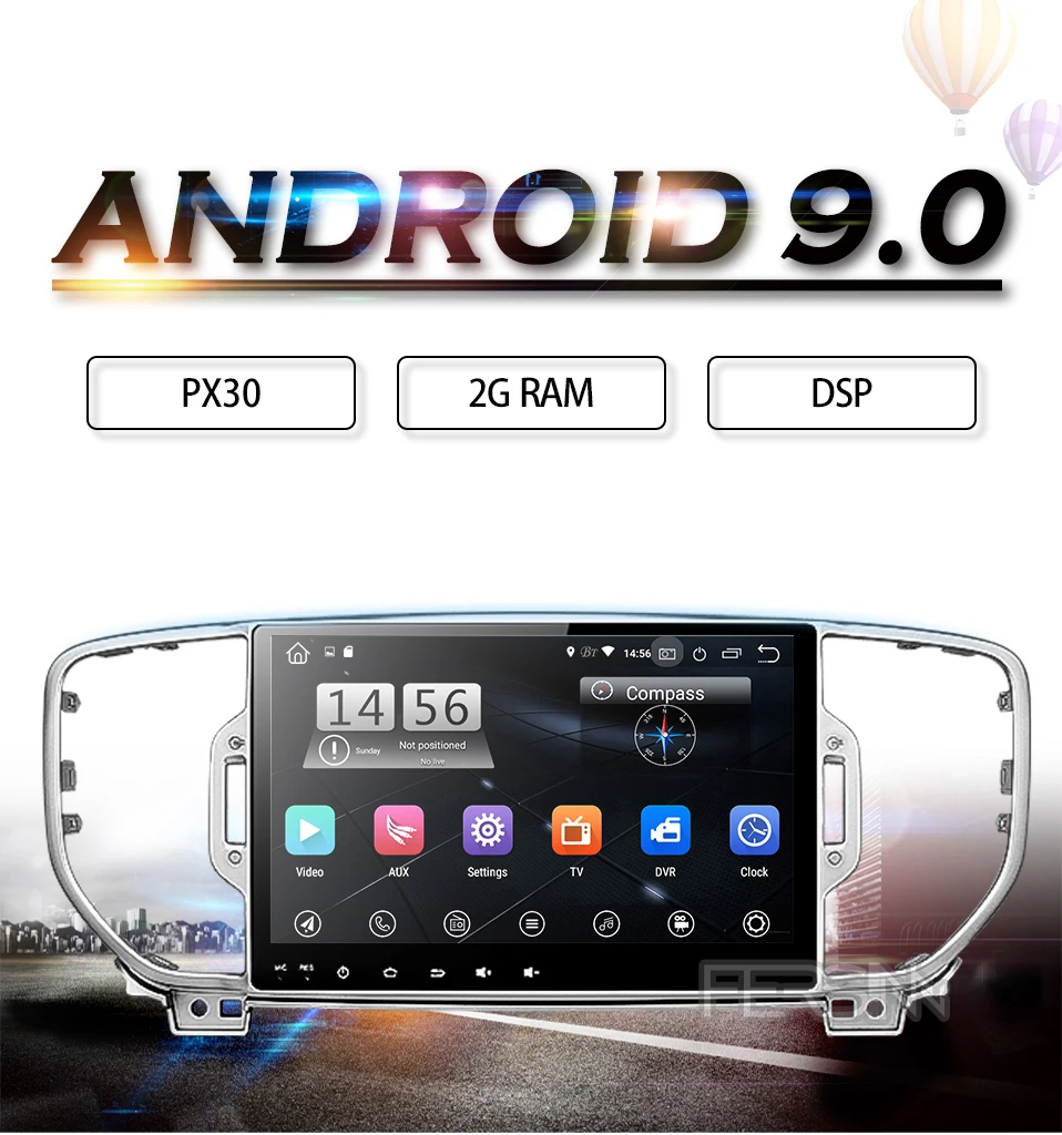 Fersinny CKX59060 ips android 9,0 PX30 автомобильный dvd-плеер для KIA sportage KX5 gps навигация 1 din стерео головное устройство