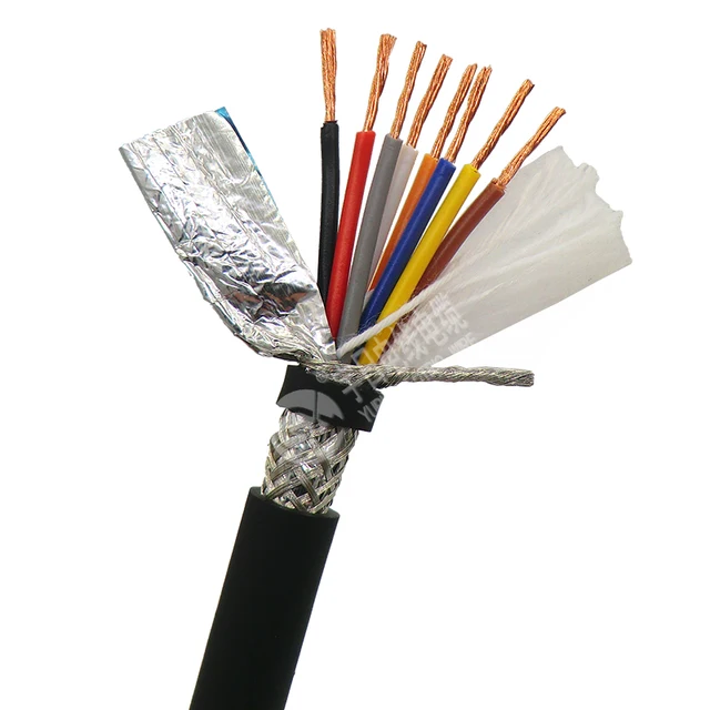 Cable blindado de 2,3,4,5,6,8,10,12, 0,3, núcleos 0,75, 1,1, 22,20,18,17, mm², AWG, Cable de cadena de arrastre de flexibilidad|Alambres y cables| - AliExpress