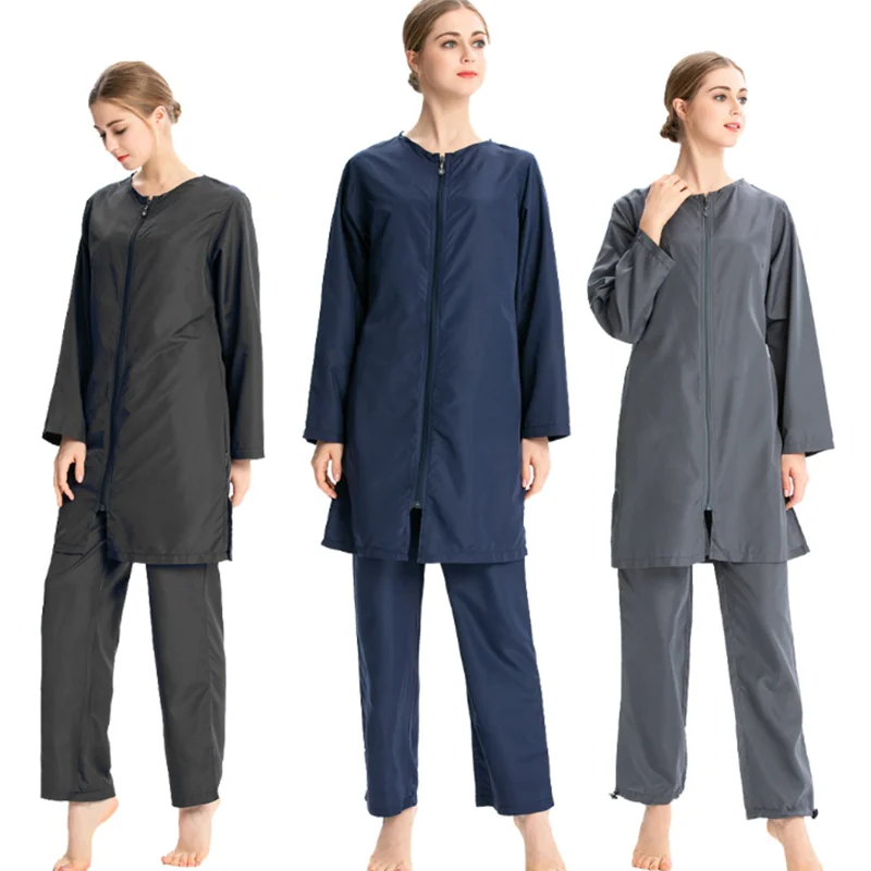 

TaoBo Zipper in The Front Islamic Women Muslim Swimwear Solid Color Loose Full Cover Swimsuit Modest Arab Beachwear