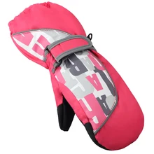 1 пара, модные зимние теплые водонепроницаемые детские рукавички для катания на лыжах и сноуборде с буквенным принтом для мальчиков и девочек