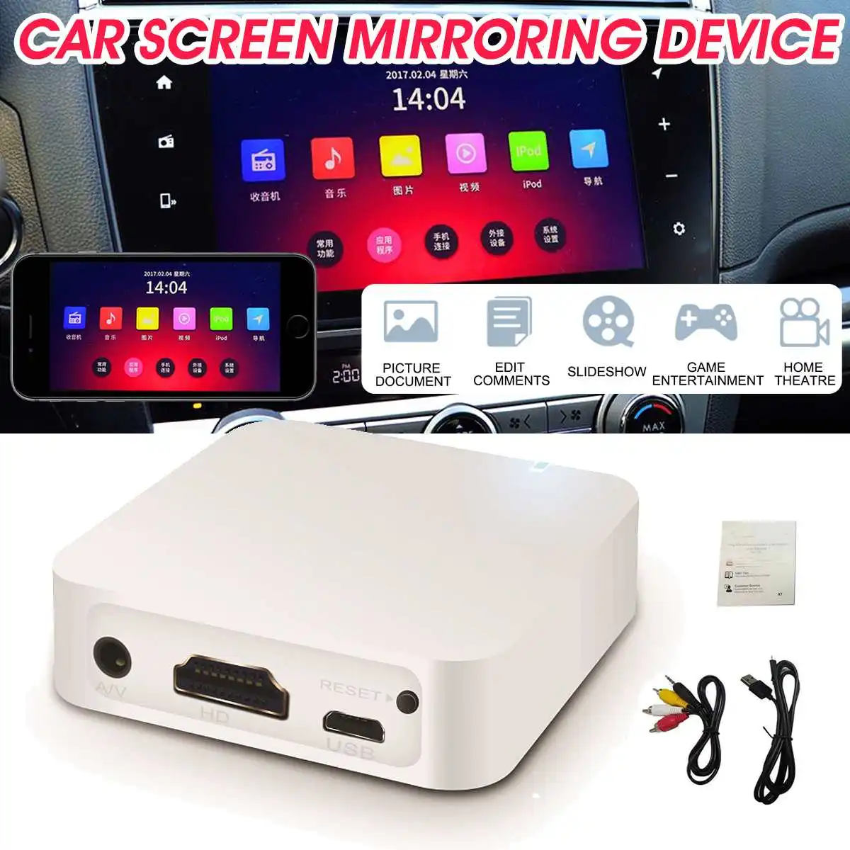 Car Dash HD Media Display WiFi Mirror Link Box Adapter Airplay For Android iOS Dash Parts money