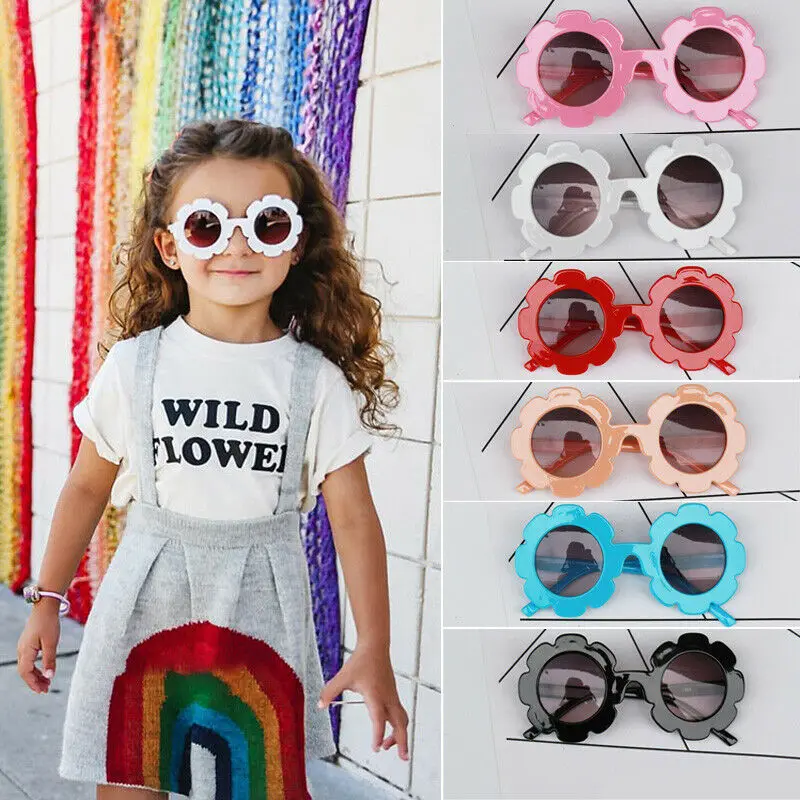

Kids Sunglasses Flower Boys Girls Round Glasses Children Baby Plastic Eyewear
