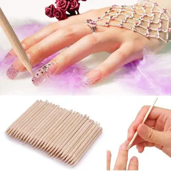 

50/100pcs Nail Art Orange Wood Stick Cuticle Pusher Art For Nail Manicures Tools Care Nail Remover F6F7