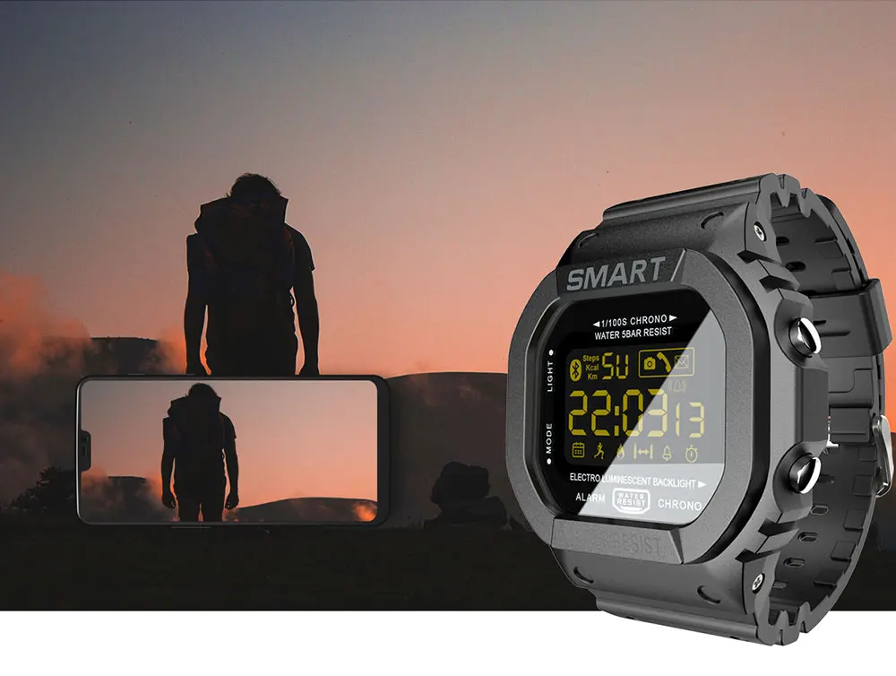 LOKMAT MK22 смарт-браслет водонепроницаемые Bluetooth Смарт-часы напоминание о звонках Цифровые Смарт-часы для iOS Android телефона