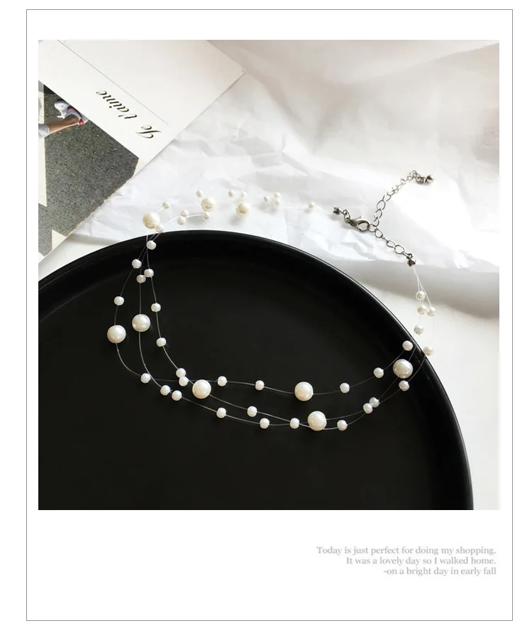 Новые модные ювелирные изделия Чокер из жемчуга многослойное ожерелье подарок для женщин милые Чокеры ожерелье ювелирные изделия