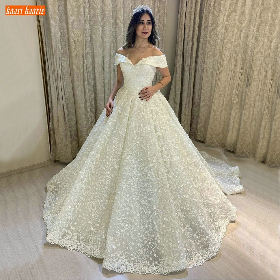Luxurious Lace Wedding Dress 2020 Off Shoulder Custom Made Vestido De Novia Beaded Pearls Chic Bride Gowns Long Svadebnoe Plate Wedding Dresses Aliexpress