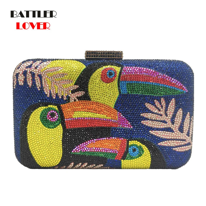 Diamond Bags Women Crystal Bird Evening Clutch Bag for Lady Fashion Handbags and Purses Mini Metal Wedding Bag Party Clutches
