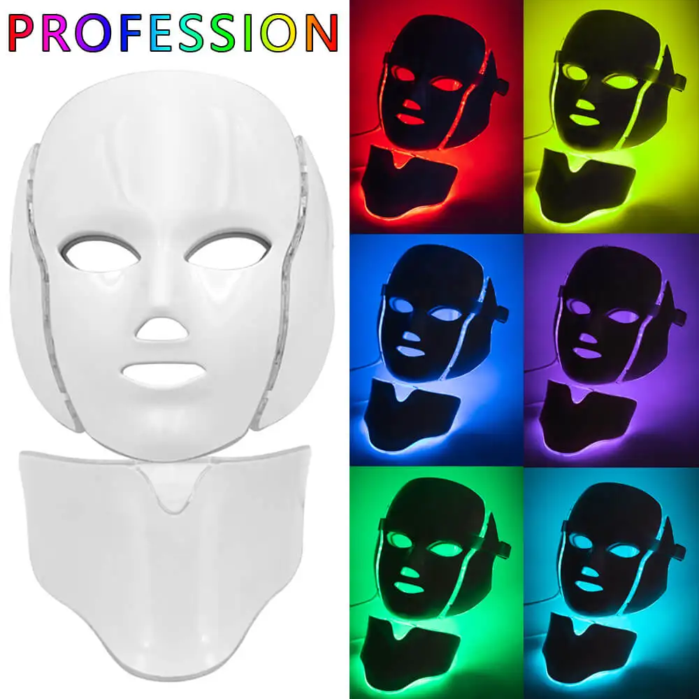

7 Colors Light LED Facial Mask With Neck Skin Rejuvenation Anti Acne Wrinkle Beauty Treatment Salon Home Beauty Spa Instrument