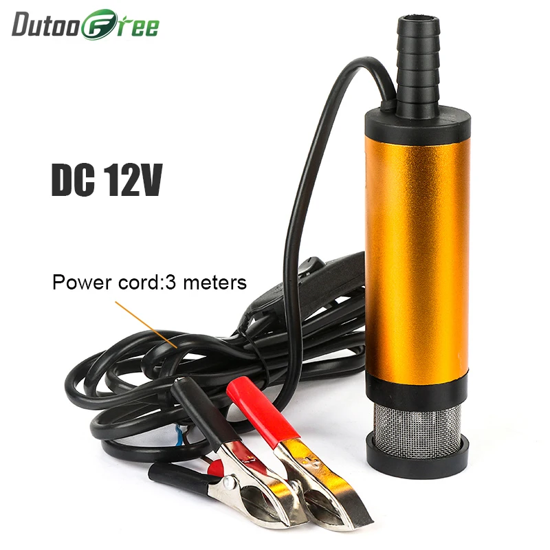

38MM Wateoesel Oil Pump Aluminium Alloy Belt Filter Net electric submersible pump 12V 24V Diameter With Automobile Adapter