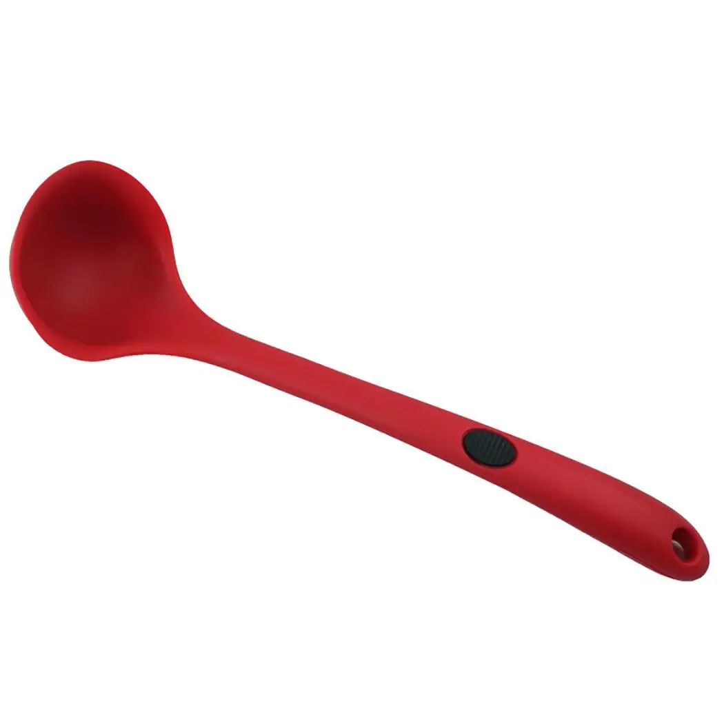 red soup spoon Прочная силиконовая Нескользящая ручка с подвесным отверстием кухонная посуда черный/красный/серый - Цвет: red soup spoon