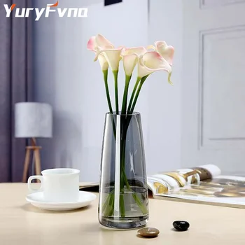 

YuryFvna Nordic Glass Vase Simple Transparent Multicolor Water Culture Vase Flowers Inserted Desktop Ornaments Home Decoration