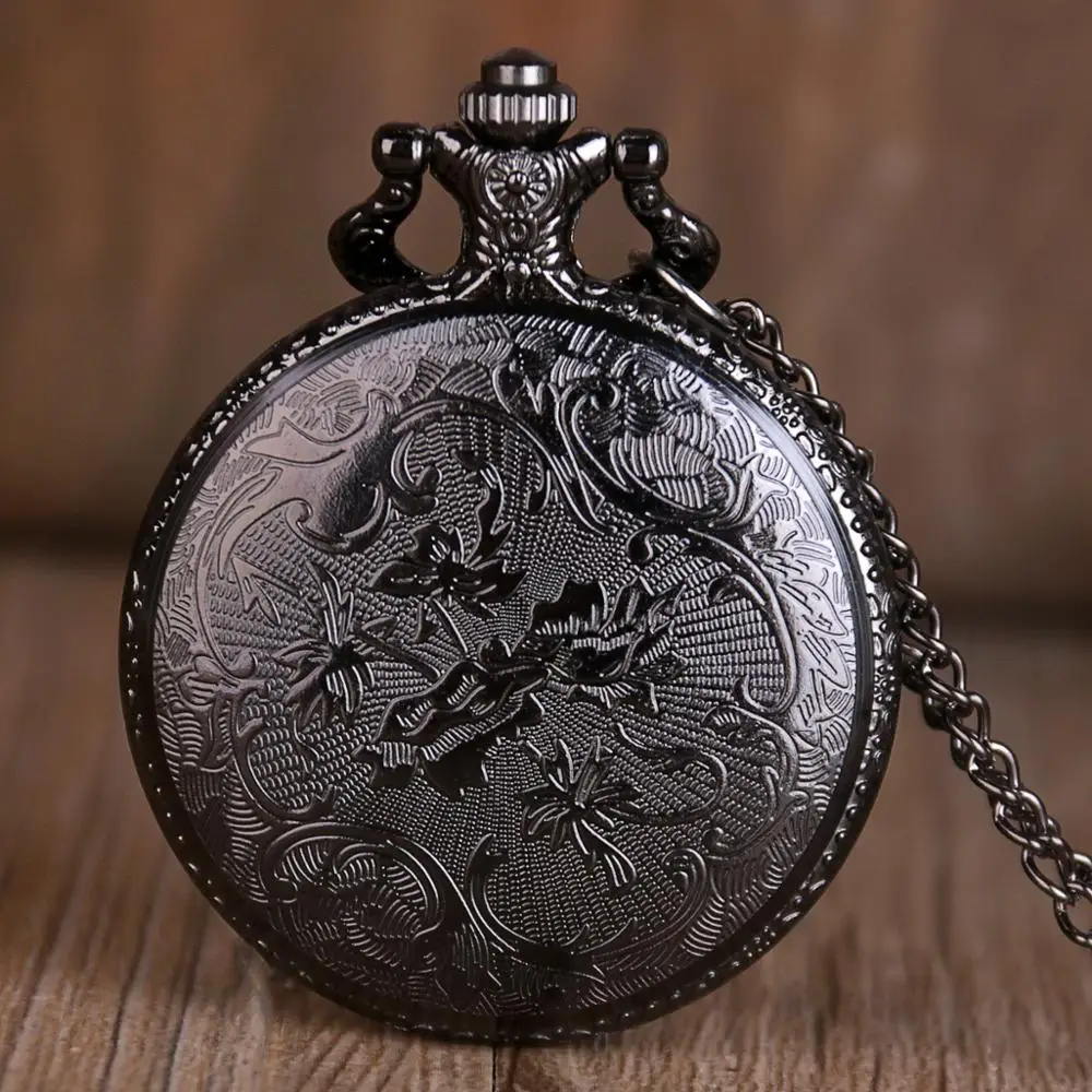 Горячая кварцевые карманные часы цифровые черные часы Аналоговые ожерелье с цепочкой аксессуары подарок для мужчин и женщин XH3014