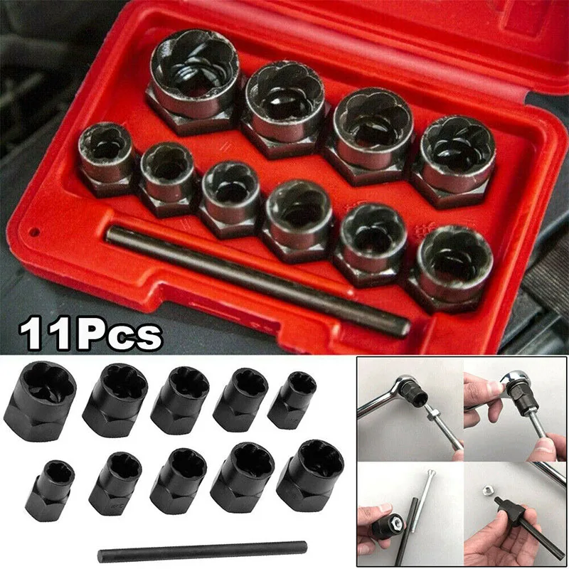 Damaged Lug Nut Bolts Removal Set Screw Extractor Tool Twists Socket Kit Lock Remover SDF-SHIP