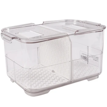 

Plastic Double Sealed Drain Storage Box Refrigerator Fruit Vegetable Drain Storage Containers with Lid Kitchen Fridge Organizer