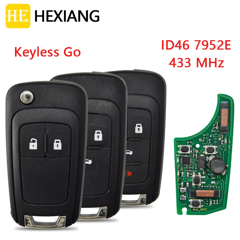 HE Xiang Car Remote Key For Chevrolet Cruze Aveo Camaro Equinox Malibu ID46 PCF7952E 433MHz Keyless Go Flip With HU100 Blade best key remote control car key for chevrolet cruze spark equinox malibu 2016 2020 hyq4ea with original transponder id46chip