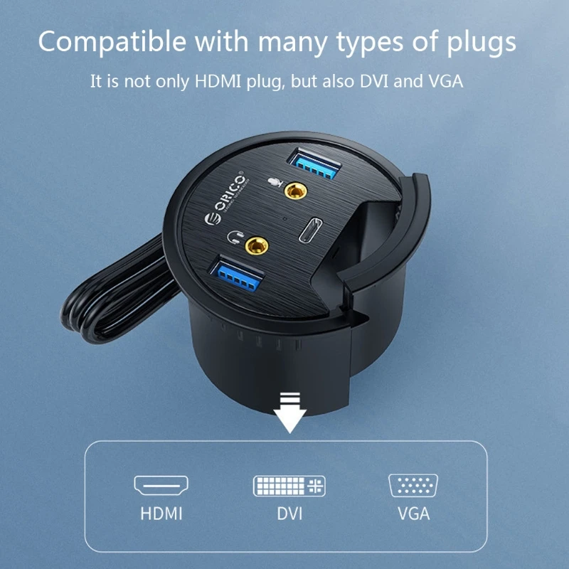 ORICO DESK 2U1C Desktop Splitter USB 3 0 HUB with Headphone Microphone Port Type C USB Interface Adapter for Laptop