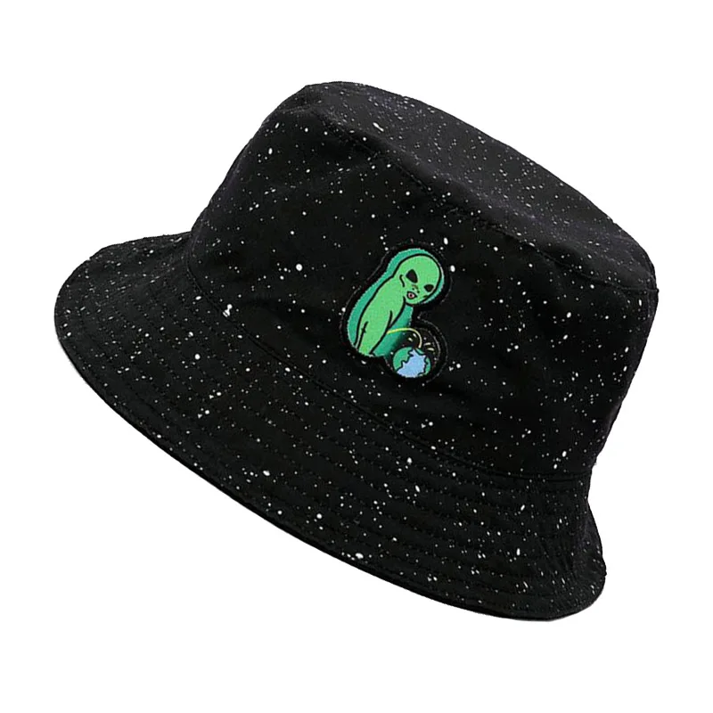 

fashion cotton Alien embroidery Bucket Hat outdoor travel hats alien Sun Cap Men and Women Fisherman caps panama
