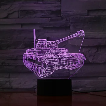 

2019 Hot Selling 3D Lamp Tank Fast Delivery Battery Powered Color Changing with Remote for Christmas Decor Led Night Light Lamp
