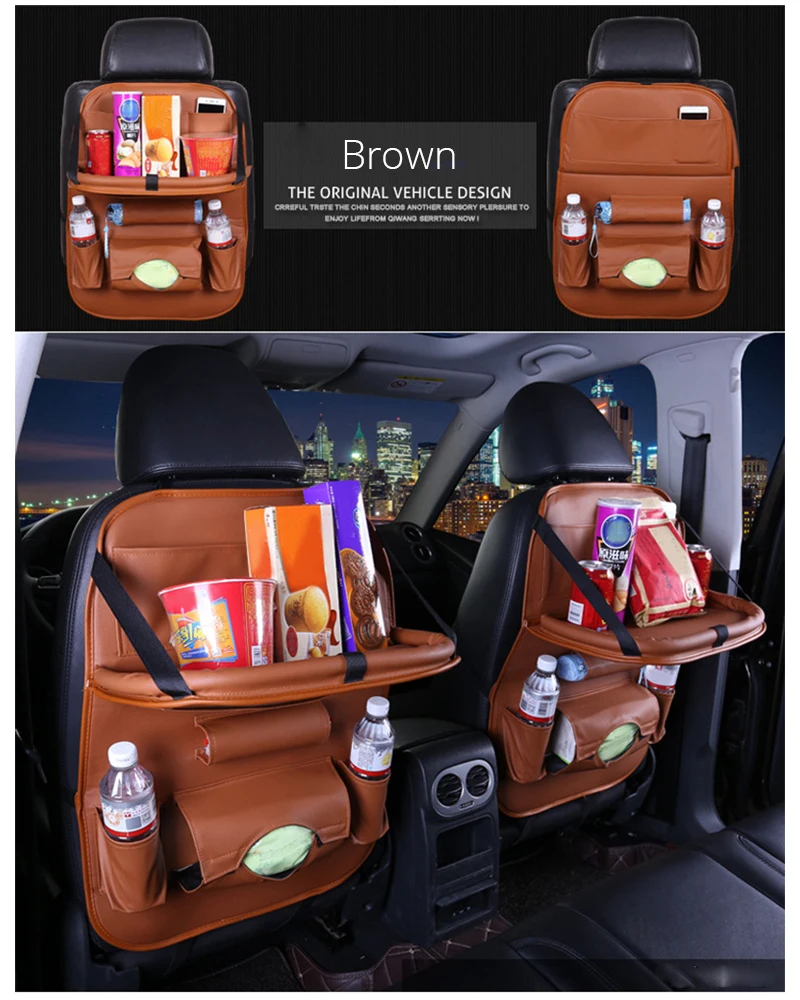 Car Seat Back Storage Bag Organizer Universal Travel Box Pocket Holder PU Leather Multi Pockets Bags Protector Auto Accessoires (7)