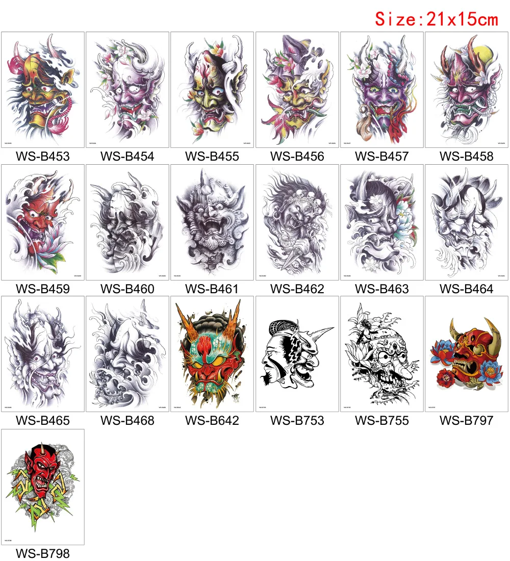 Half Flower Arm Tattoo Body Art Sticker Fake Evil Person Lotus Flower Wave Design Temporary Tattoo Sexy Arm Back Leg Makeup Gift (5)
