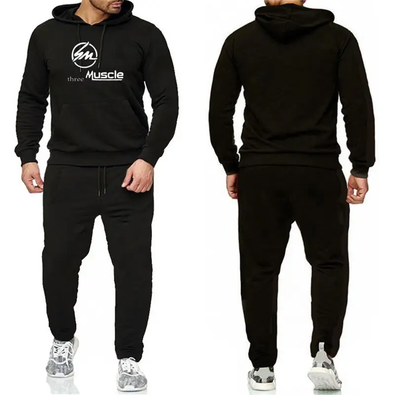 Low Price Olevo 2Pcs Sets Fashion Men's Hoodie Printed Hooded Fleece Catching Sweatshirt Tracksuit Leisure Sweatpants Sports Set
