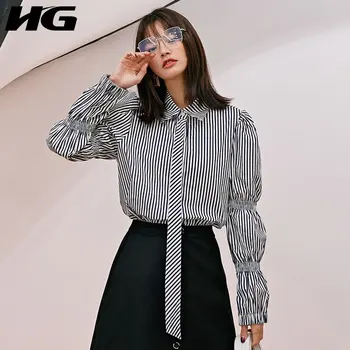 

HG Women Clothes 2020 Spring New Korean Style Womens Tops and Blouses Fashion Loose Plus Size Stripe Shirt Wild Trend XJ3893