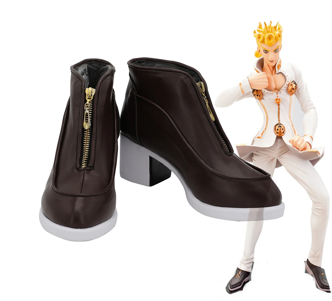 

JOJO Giorno Giovanna Brown Shoes Cosplay JoJo's Bizarre Adventure Giorno Giovanna Cosplay Boots High Heel Shoes Custom Made