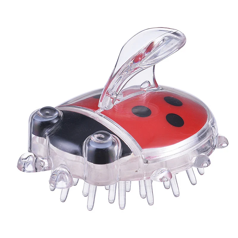 Shampoo massage brush cartoon animal child shampoo comb silicone health scalp mind massage brush baby shampoo for kids to mam - Цвет: Red (ladybug)