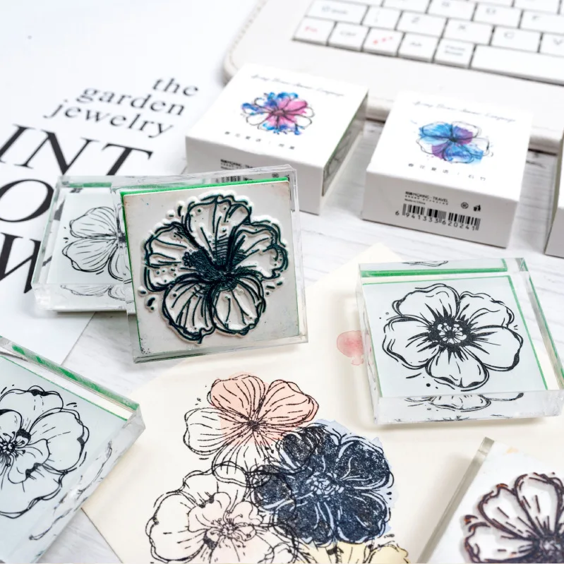 

Retro Flowers wood stamp wooden rubber stamps for scrapbooking Handmade card diy stamp Photo Album Craft gifts