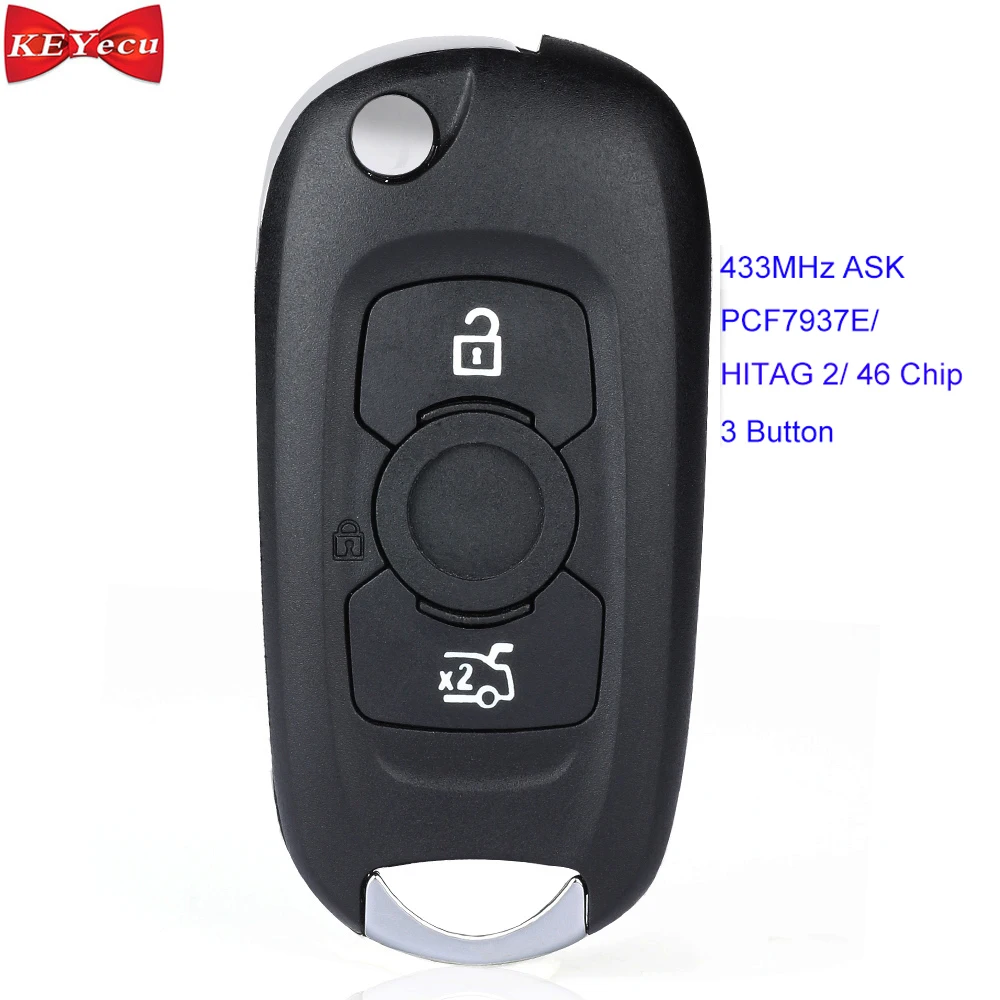 

KEYECU for Opel Vauxhall Astra K 2015-2017 Remote Car Key Fob 3 Button 433MHz ASK PCF7937E/ HITAG 2/ 46 Chip